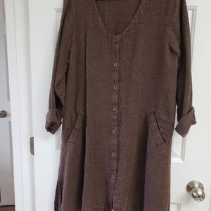 Flax small brown linen duster/dress